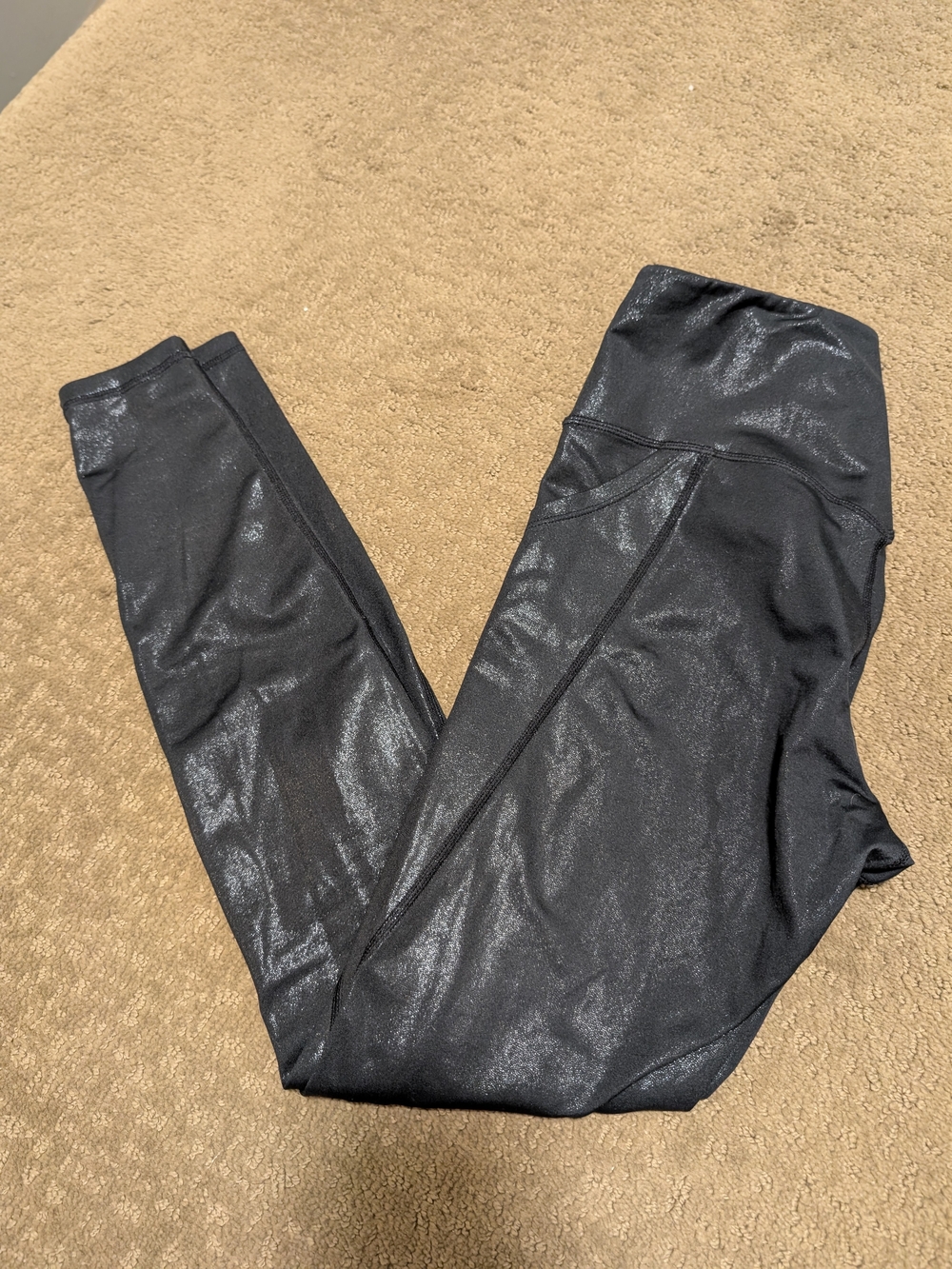 Shimmery Black Women's High-Waist Leggings
